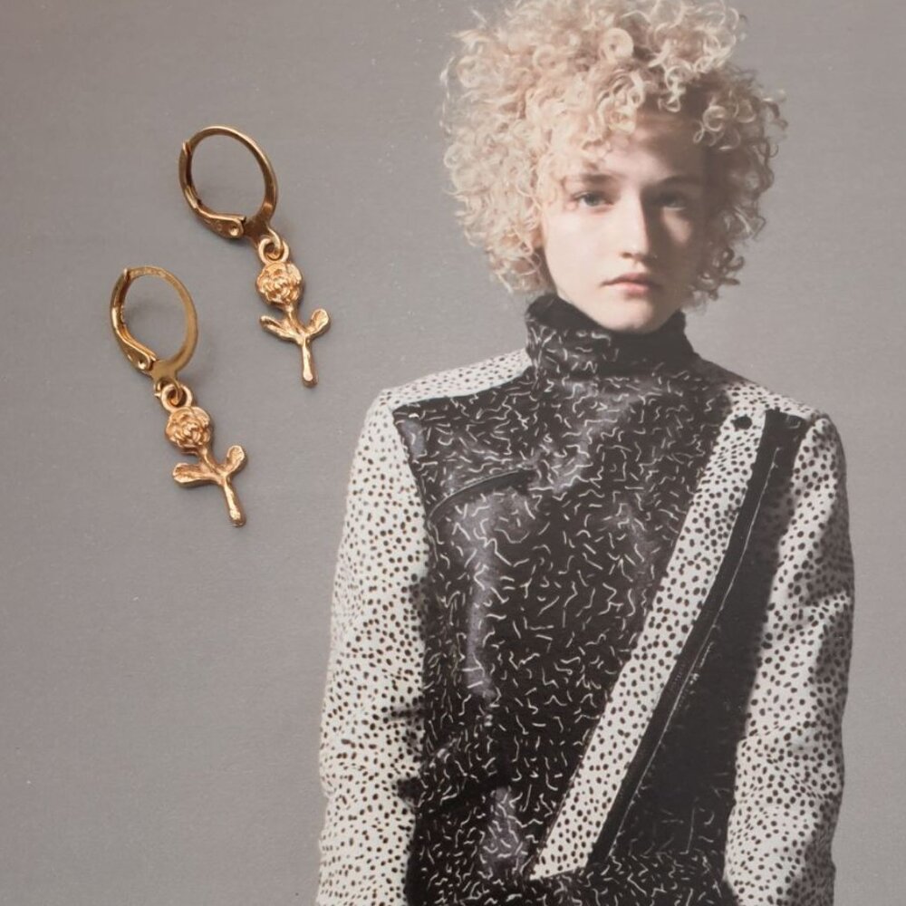Flower Gold Dangle Earrings Charm Women Fashion Casual Formal Jewelry Gift